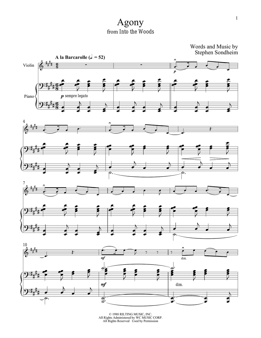 Agony (from Into The Woods) Violin Solo scores gallery preview page 1