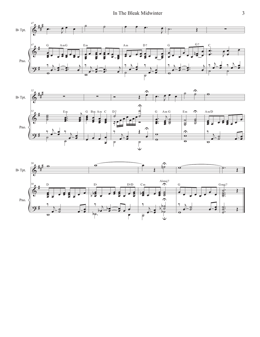 In The Bleak Midwinter (Bb-Trumpet solo and Piano) Trumpet Solo scores gallery preview page 3