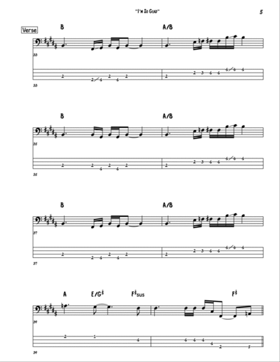 I'm So Glad I'm So Glad Bass Guitar scores gallery preview page 5