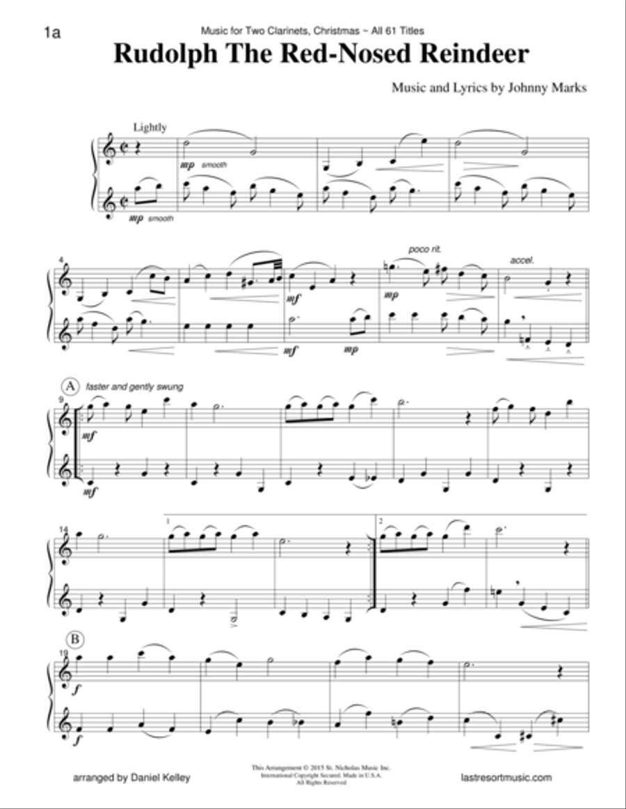 Christmas Duets for Clarinet - Complete Set - Music for Two Clarinets Clarinet Duet scores gallery preview page 4