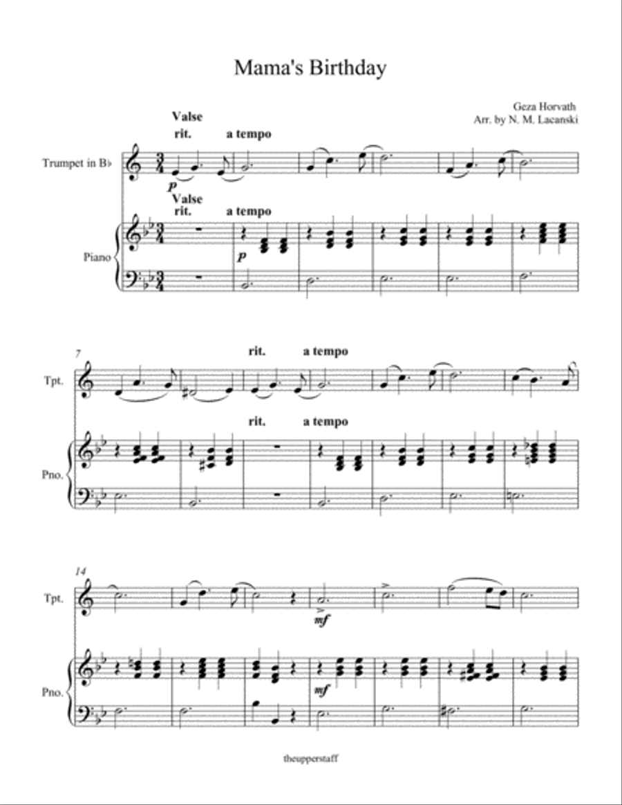 Mama's Birthday Trumpet Solo scores gallery preview page 1