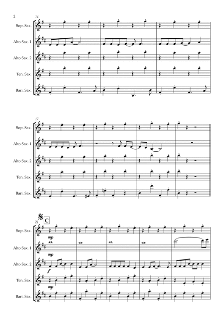Lemon Tree Saxophone Quintet scores gallery preview page 2