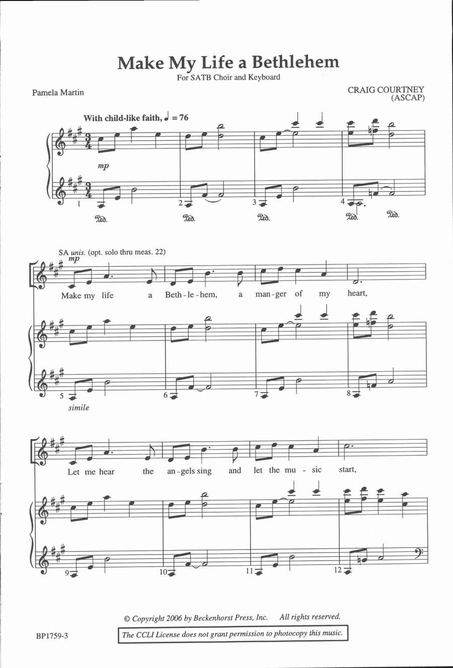 Make My Life a Bethlehem 4-Part scores gallery preview page 2