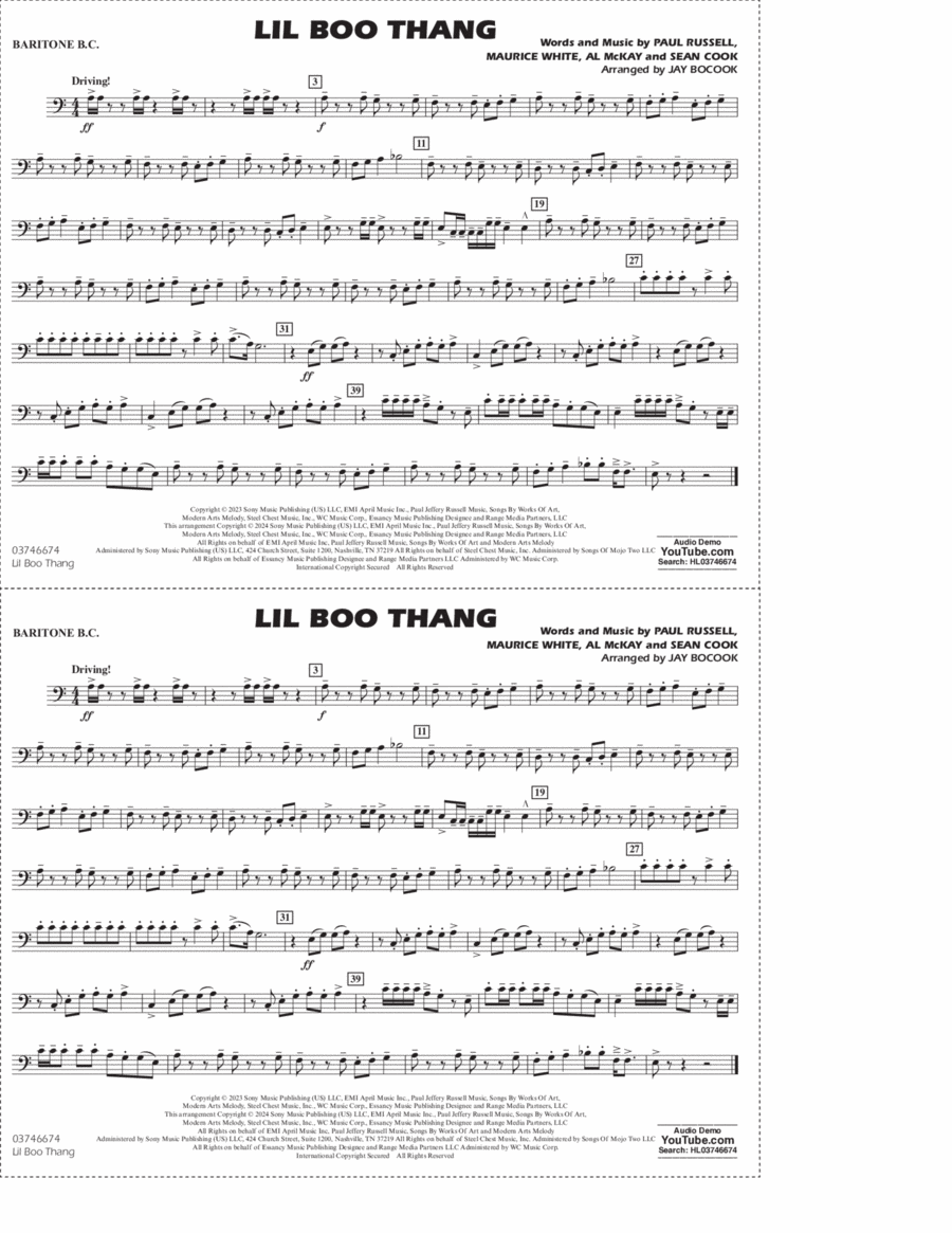 Lil Boo Thang (arr. Jay Bocook) - Baritone B.C.