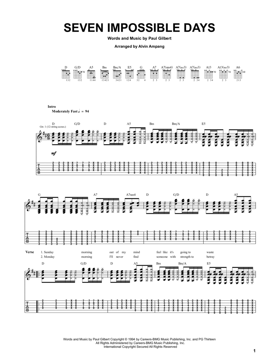 Seven Impossible Days Electric Guitar scores gallery preview page 1