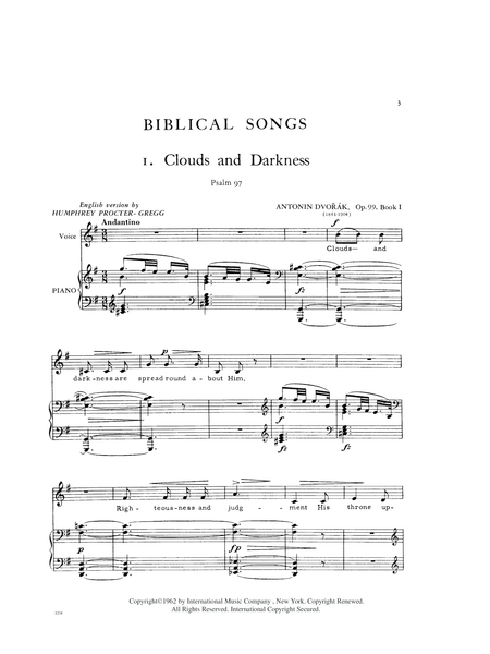 Biblical Songs. A Cycle Of 10 Songs, Opus 99: Volume I Low