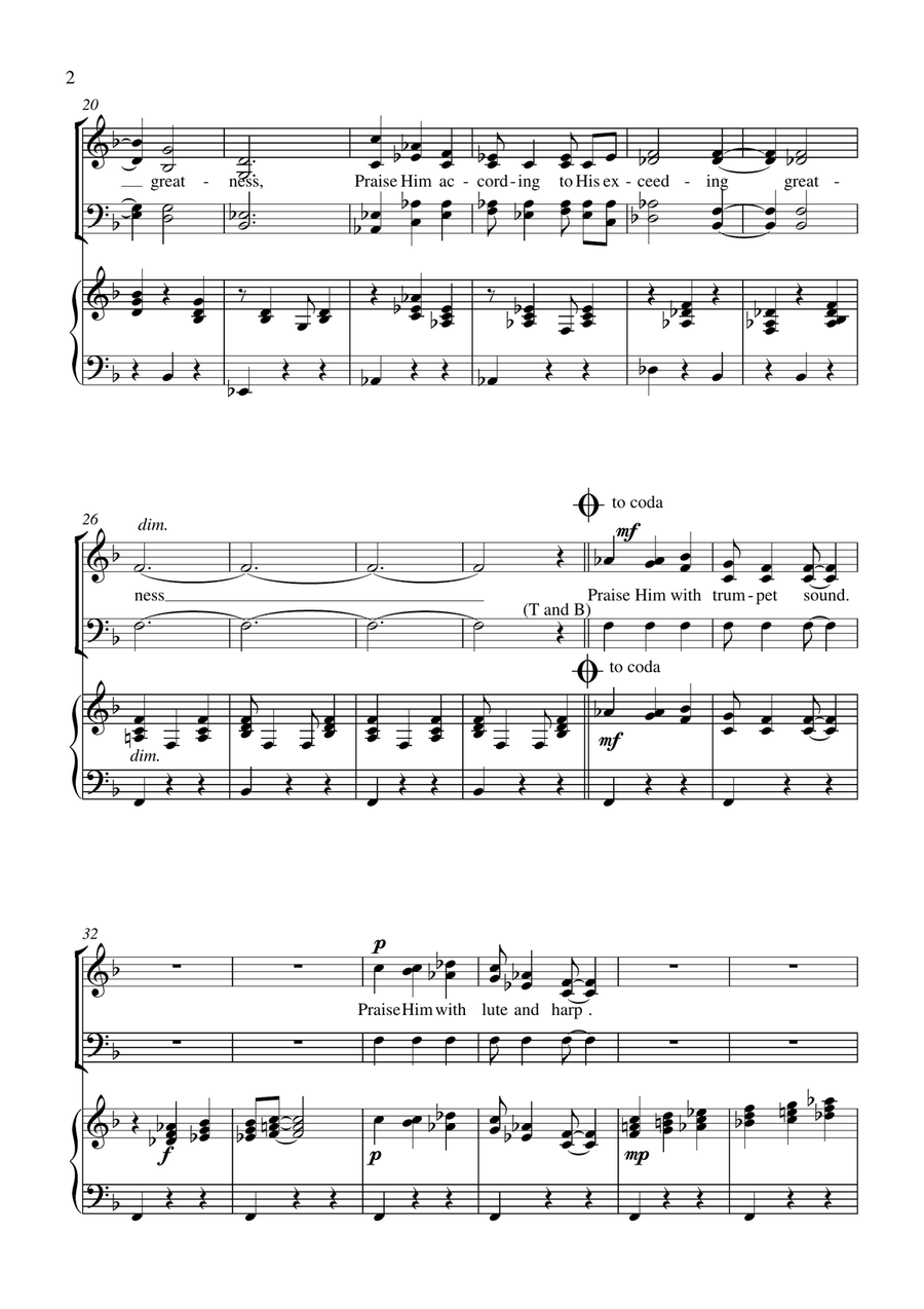 Praise The Lord (Psalm 150) 4-Part scores gallery preview page 2