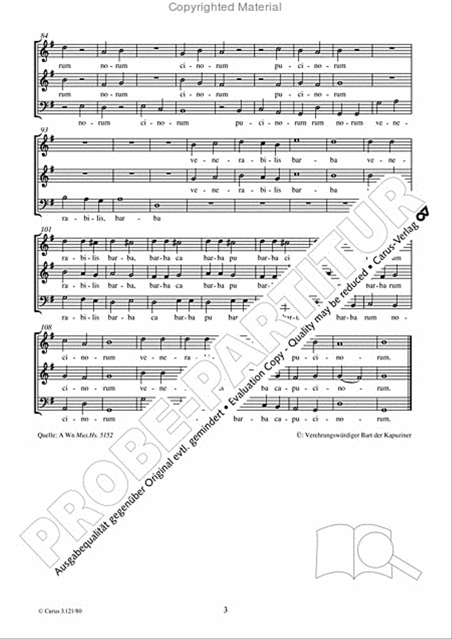 Venerabilis barba capucinorum 3-Part scores gallery preview page 4