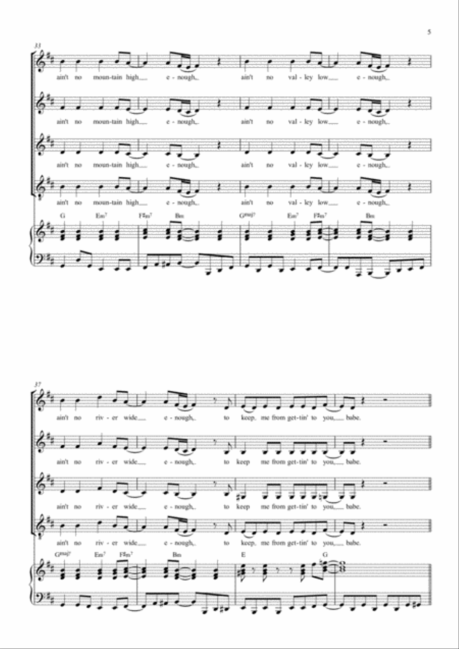 Ain't No Mountain High Enough 4-Part scores gallery preview page 5