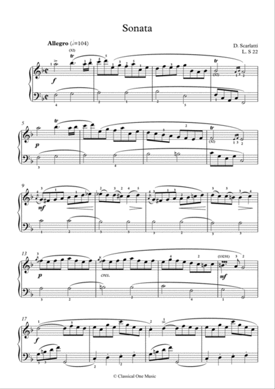 Scarlatti-Sonata in F-Major L.S22 K.493(piano) Piano Solo scores gallery preview page 2
