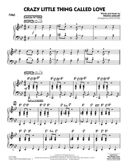Crazy Little Thing Called Love (arr. Rick Stitzel) - Piano