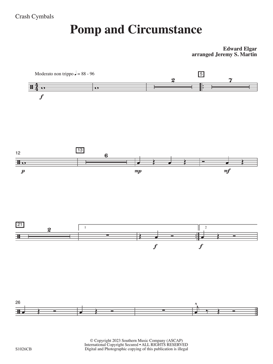 Pomp and Circumstance (Easy) (arr. Jeremy Martin) - Crash Cymbals Concert Band scores gallery preview page 1