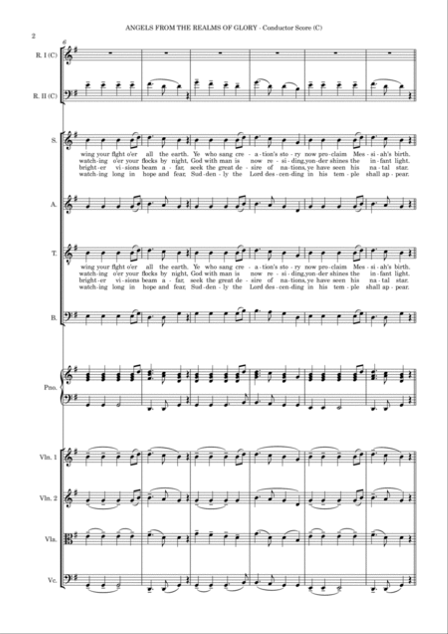Angels From The Realms (Gloria & English refrain) – SATB, Str. 4tet & Piano with flexible wind SATB scores gallery preview page 2