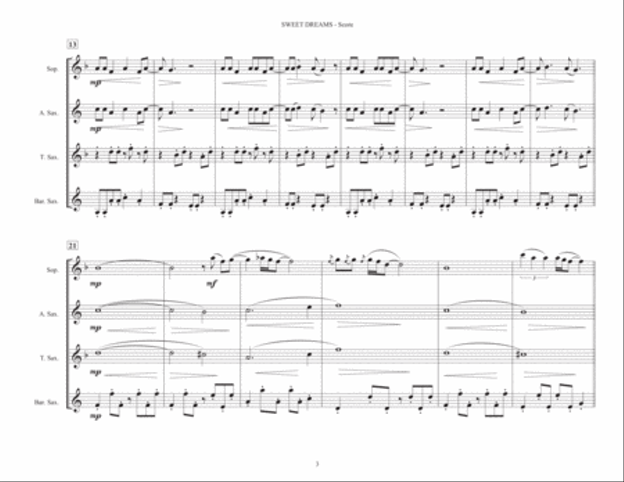 Sweet Dreams (Are Made Of This) Woodwind Quartet scores gallery preview page 3