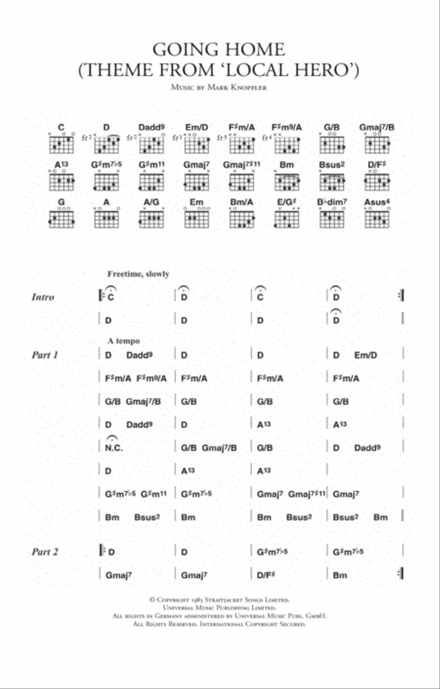 Going Home (Theme from 'Local Hero') Acoustic Guitar scores gallery preview page 1