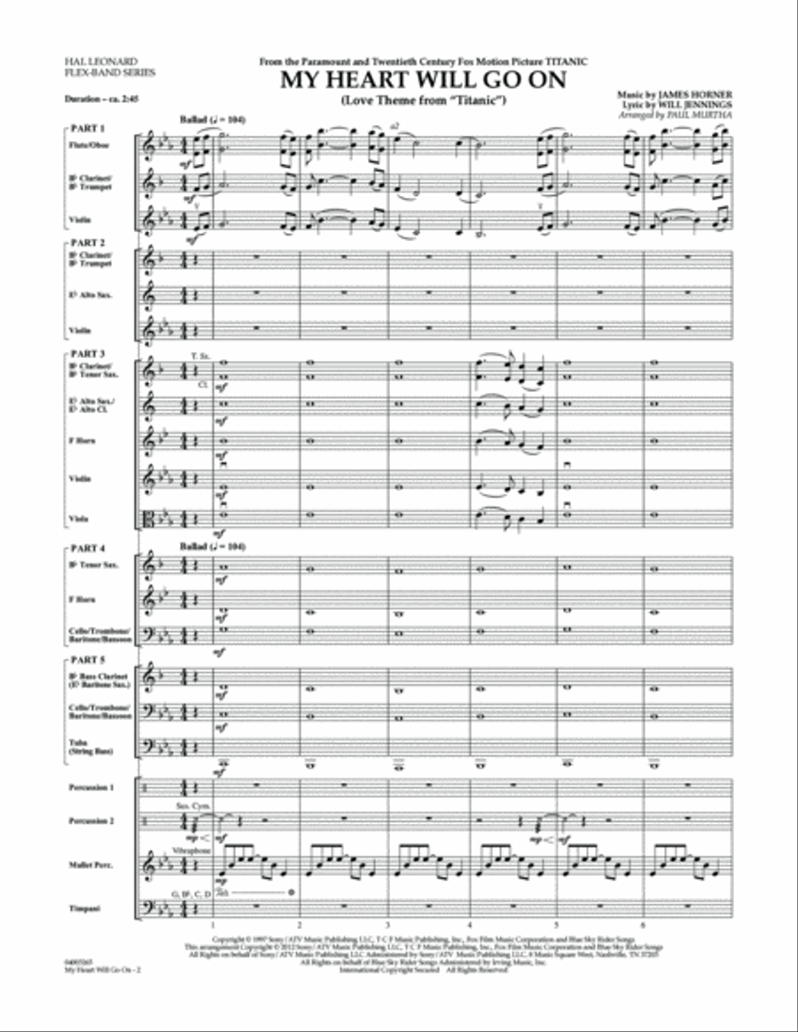 My Heart Will Go On (Love Theme from Titanic) - Full Score Concert Band scores gallery preview page 2