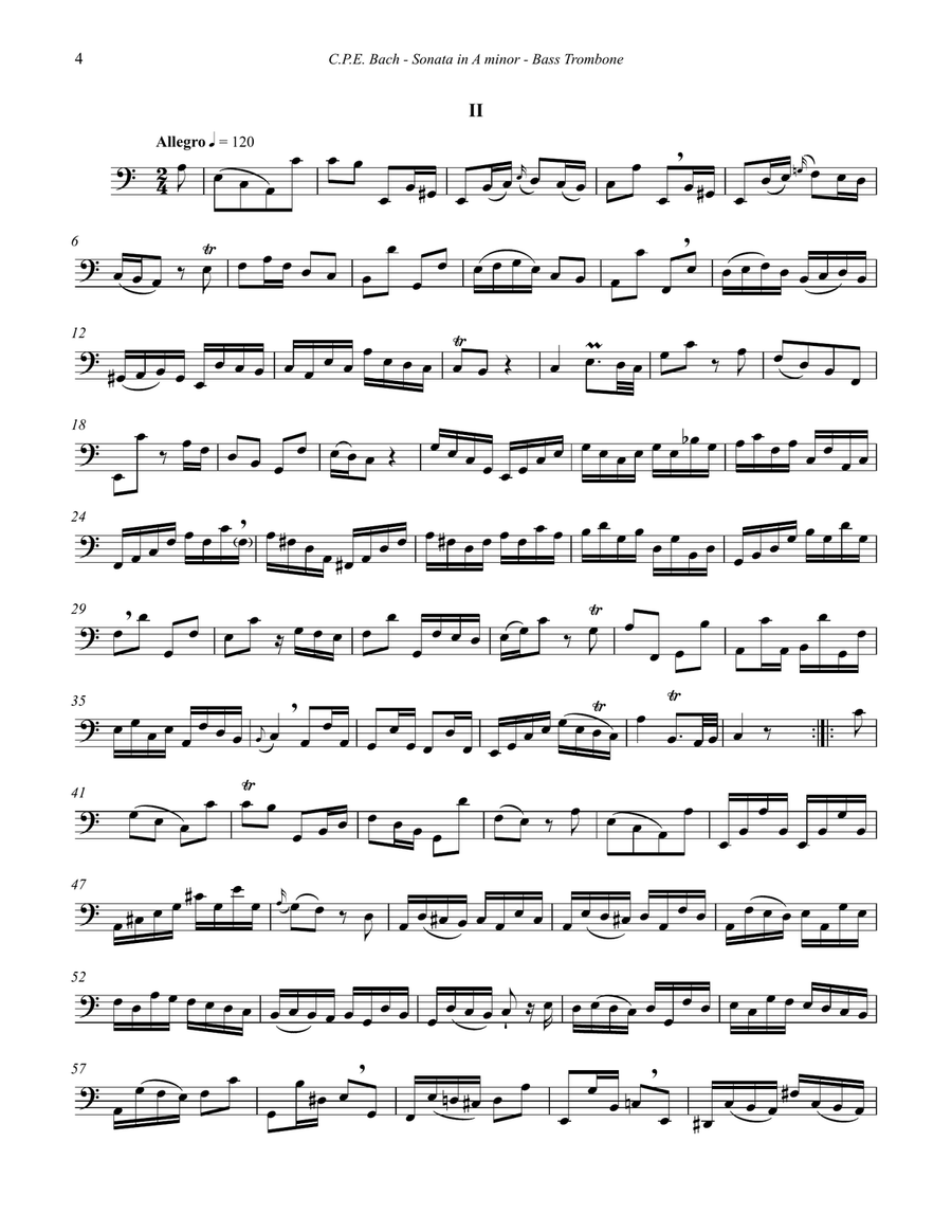 Sonata in A minor for Bass Trombone Unaccompanied Bass Trombone scores gallery preview page 4