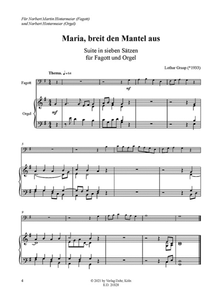 Maria, breit den Mantel aus für Fagott und Orgel -Suite in sieben Sätzen-