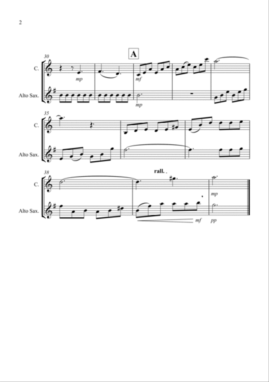 Moonlight Sonata for (1st movement) for Clarinet and Alto Saxophone Duet Woodwind Duet scores gallery preview page 2