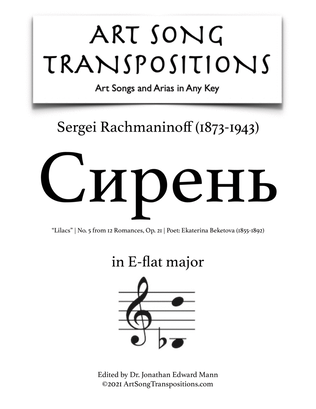 Book cover for RACHMANINOFF: Сирень, Op. 21 no. 5 (transposed to E-flat major, "Lilacs")