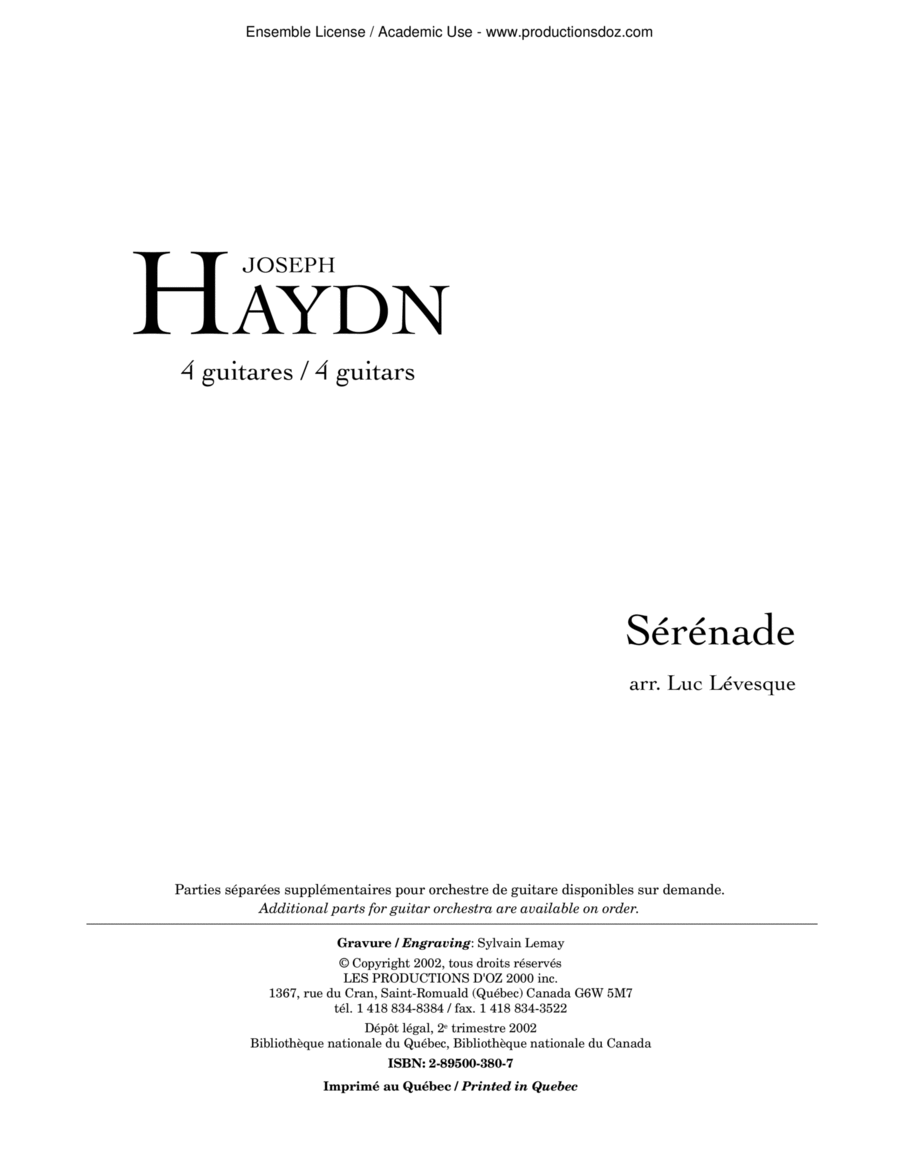 Sérénade Guitar Ensemble scores gallery preview page 1