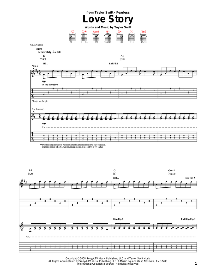 Love Story Acoustic Guitar scores gallery preview page 1