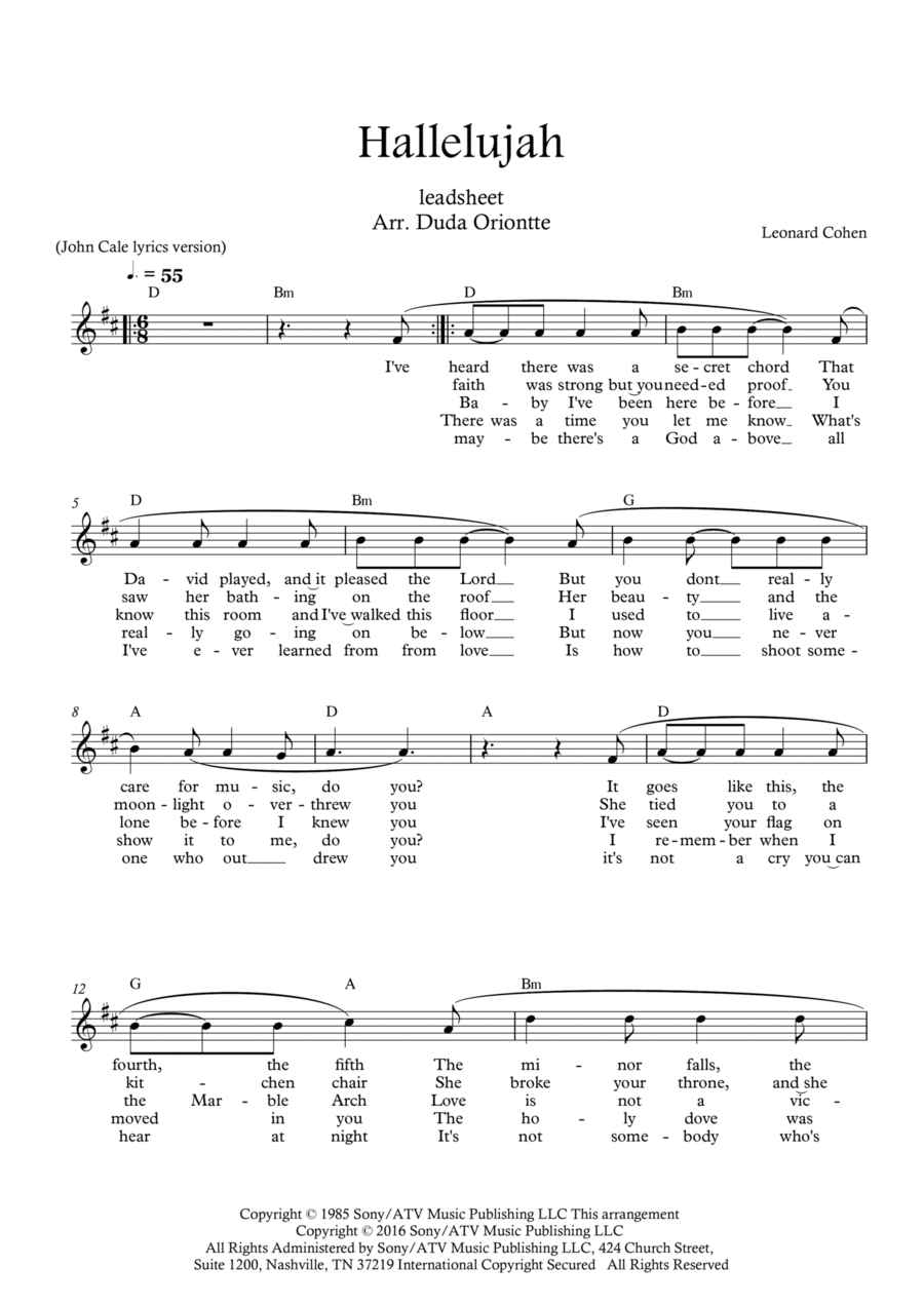 Hallelujah Easy Piano scores gallery preview page 1