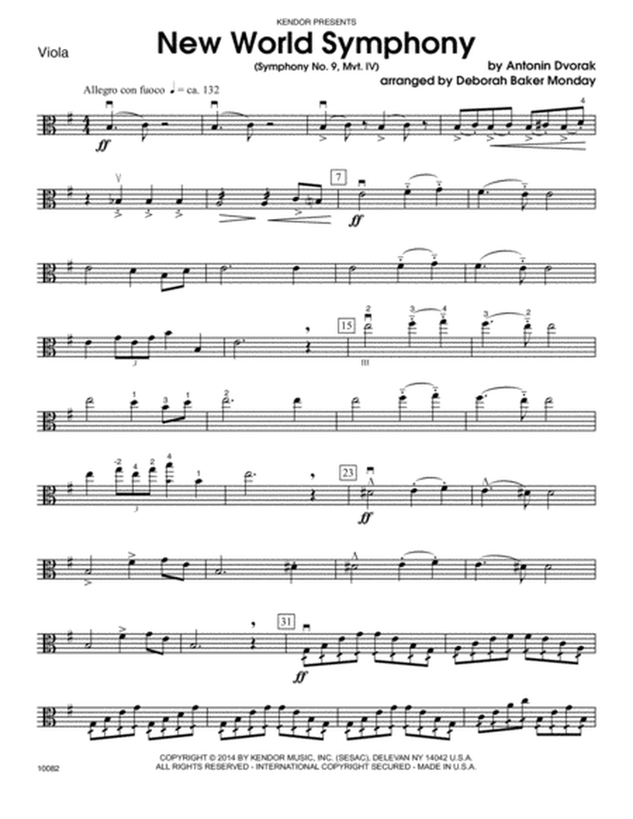New World Symphony (Symphony No. 9, Mvt. IV) - Viola