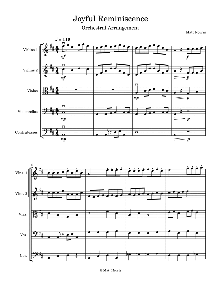Joyful Reminiscence Joyful Reminiscence String Orchestra scores gallery preview page 1