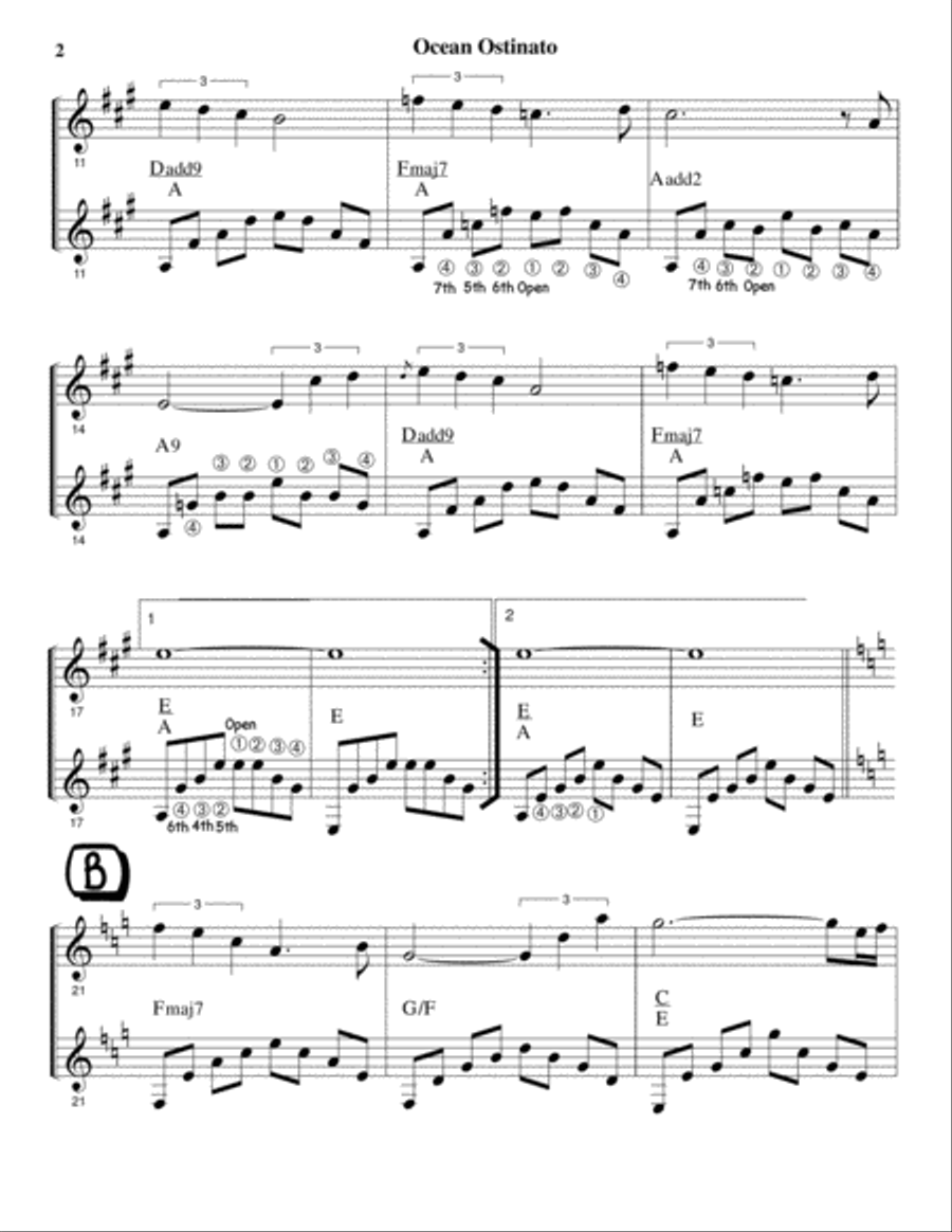 Ocean Ostinato (guitar duet in standard notation) Guitar scores gallery preview page 3