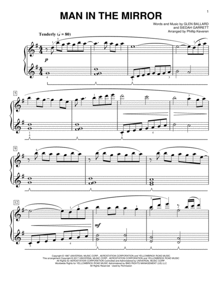 Man In The Mirror [Classical version] (arr. Phillip Keveren) by Michael Jackson Easy Piano - Digital Sheet Music