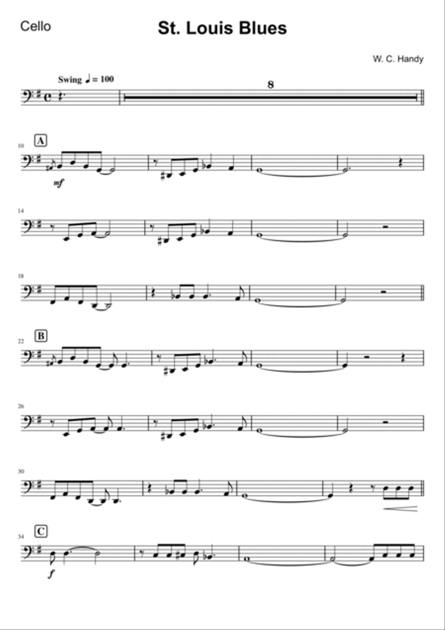 St. Louis Blues - Cello Piano scores gallery preview page 5