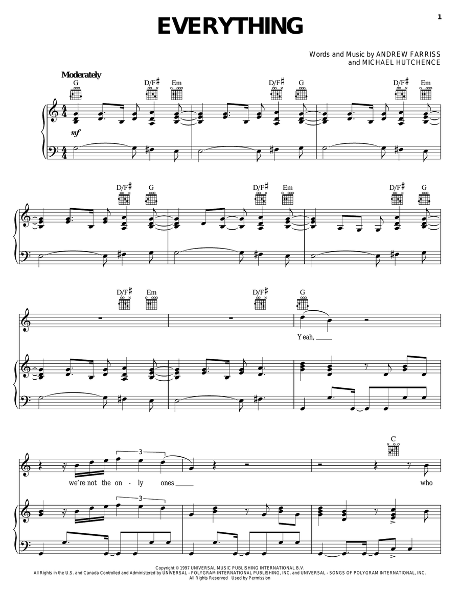 Everything Piano, Vocal, Guitar scores gallery preview page 1
