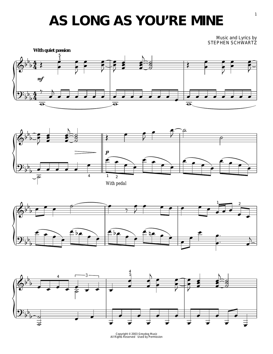 As Long As You're Mine (from Wicked) Piano Solo scores gallery preview page 1