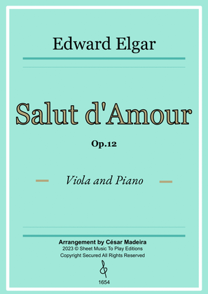 Book cover for Salut d'Amour by Elgar - Viola and Piano (Full Score and Parts)
