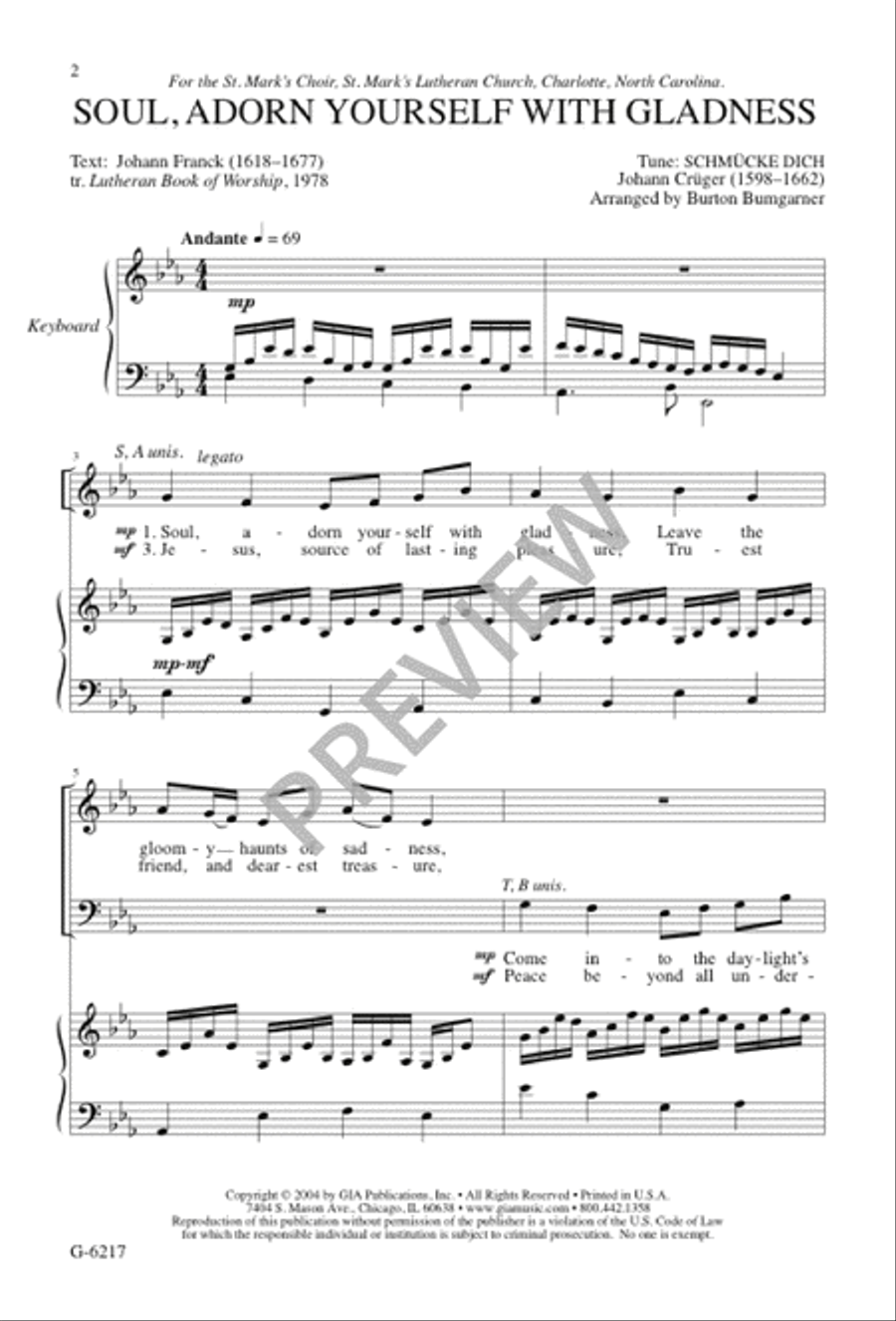Soul, Adorn Yourself with Gladness 3-Part scores gallery preview page 1