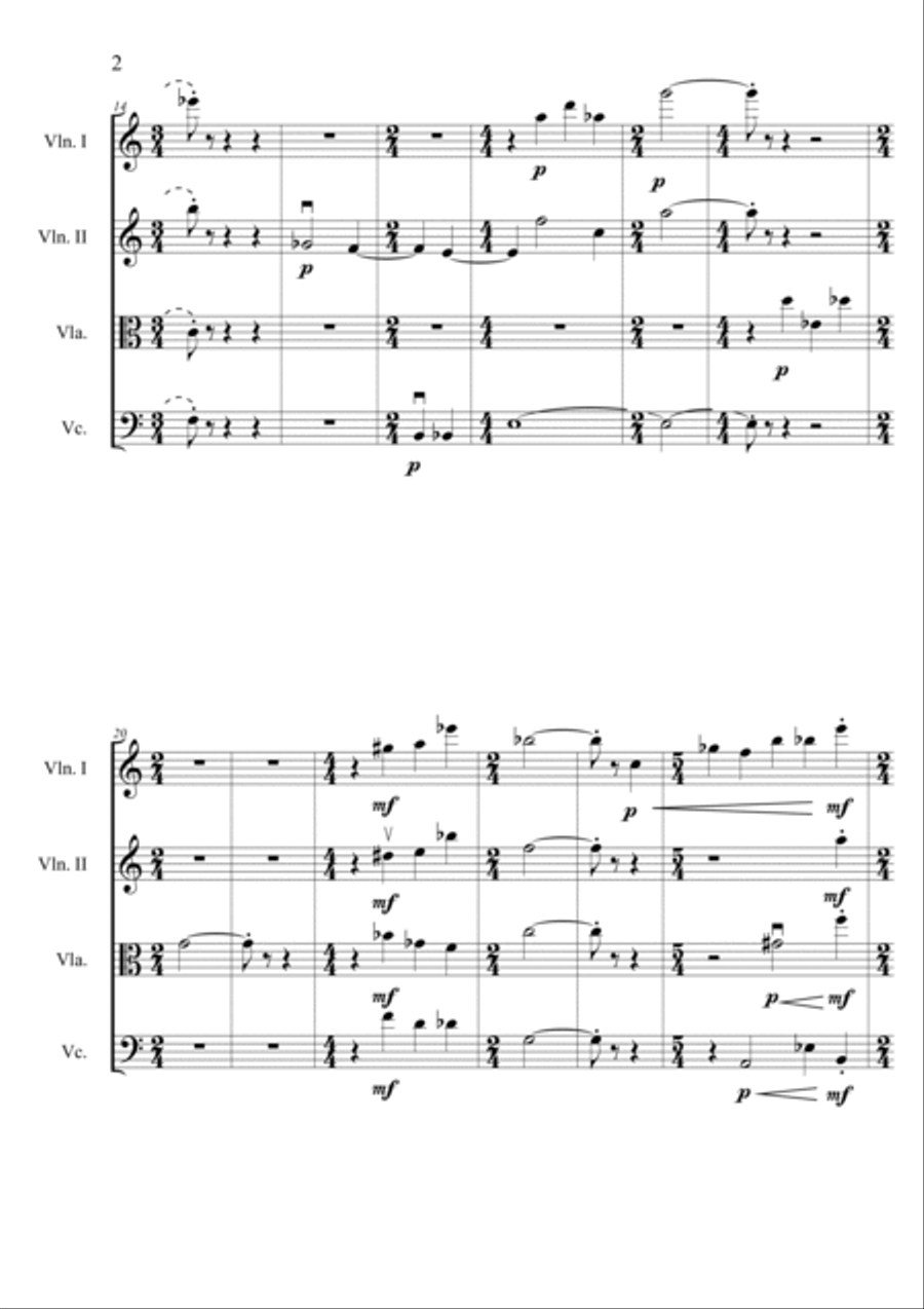 Maurizio Balzola: ZONE D’OMBRA (ES-20-014) - Score Only String Quartet scores gallery preview page 3