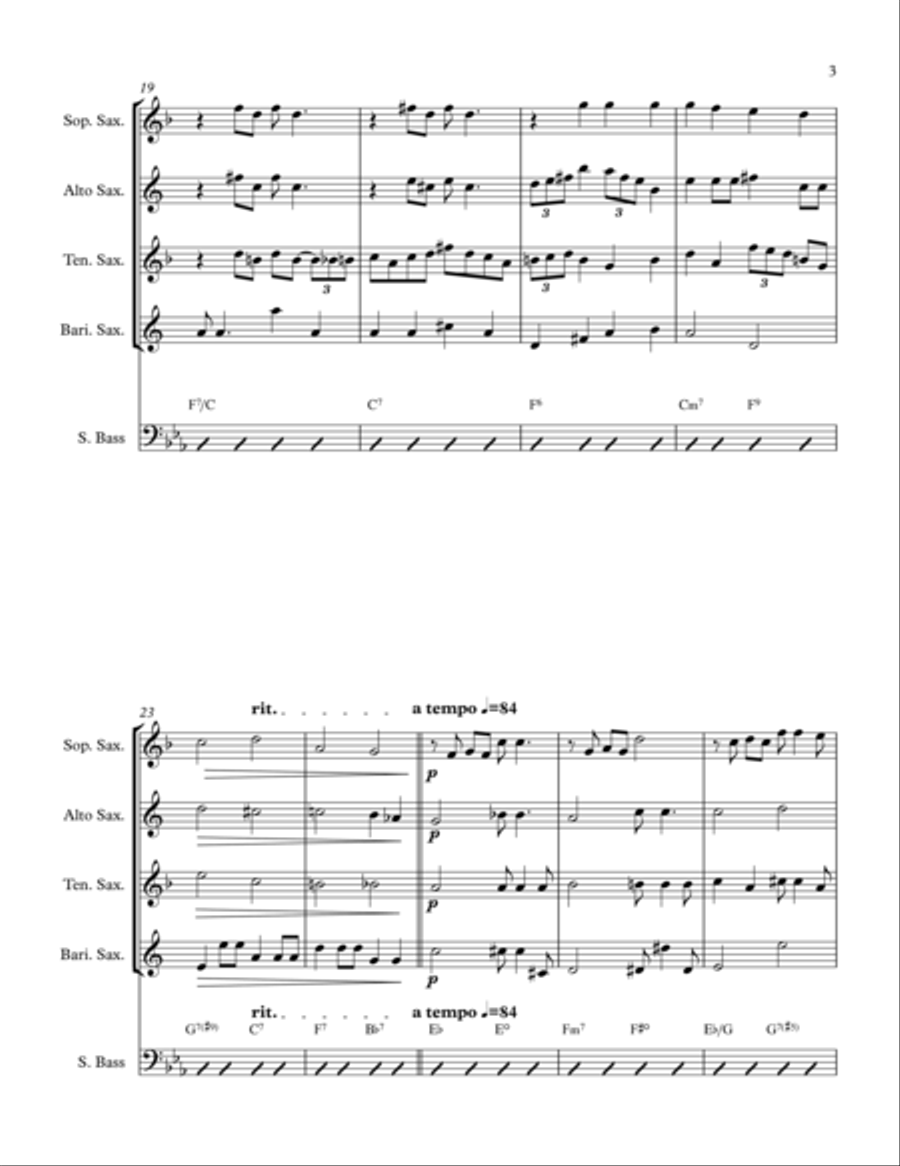 Ain't Misbehavin' (Sax Quartet) Saxophone Quartet scores gallery preview page 3