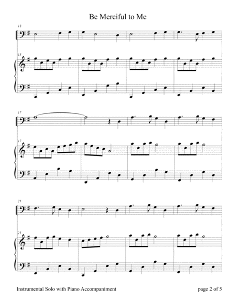Be Merciful to Me ~ Psalm 57 (for Cello Solo with Piano accompaniment) Piano scores gallery preview page 3