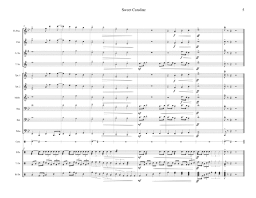 Sweet Caroline Marching Band scores gallery preview page 5