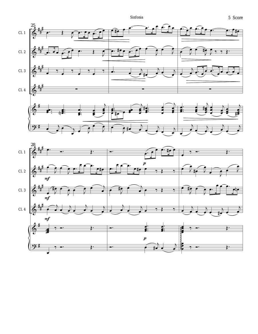 Sinfonia from Bach's Christmas Oratorio for clarinet quartet Clarinet Quartet scores gallery preview page 5