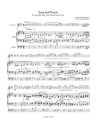 Song and Prayer (from Hansel and Gretel) for Alto Recorder and Organ