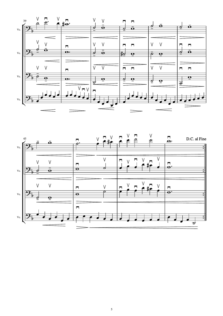 Haendel Sarabanda for cello quartet String Quartet scores gallery preview page 4