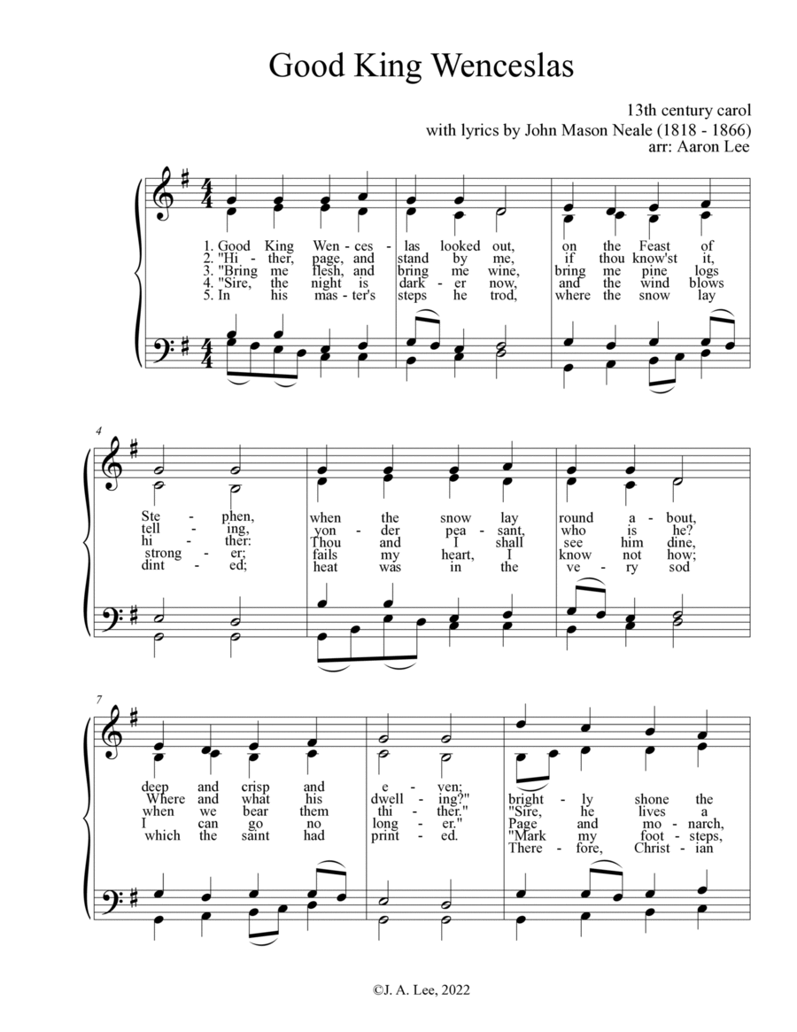 Good King Wenceslas (for SATB choir, a cappella)