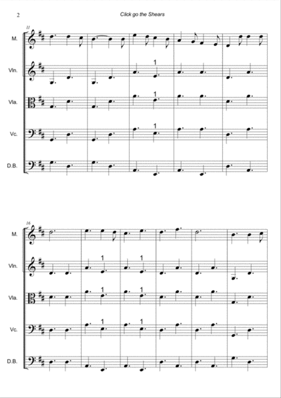 Click go the Shears for Beginner String Orchestra String Orchestra scores gallery preview page 4