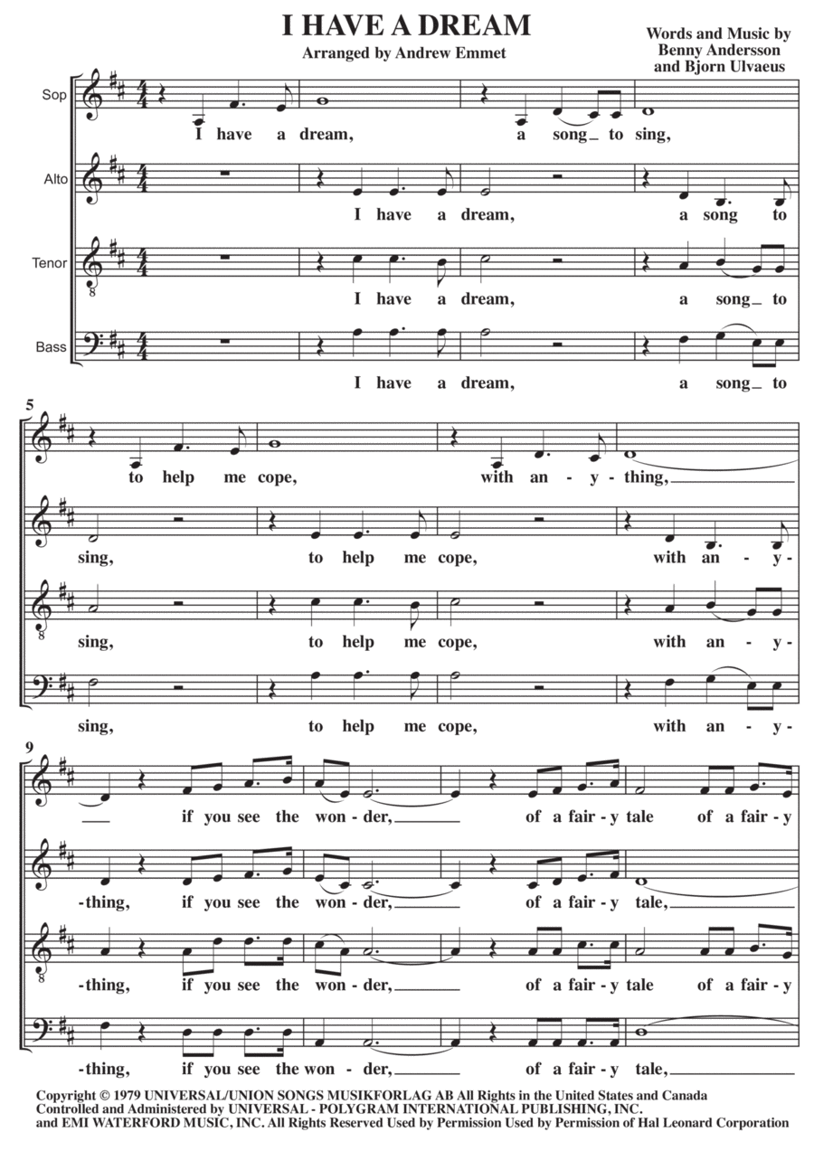I Have A Dream 4-Part scores gallery preview page 1