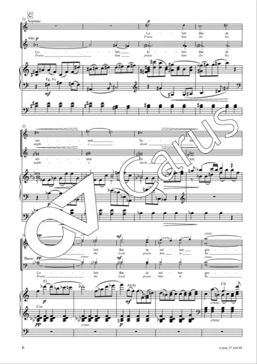 Halleluja! Praise ye the Lord in his sanctuary Divisi scores gallery preview page 9
