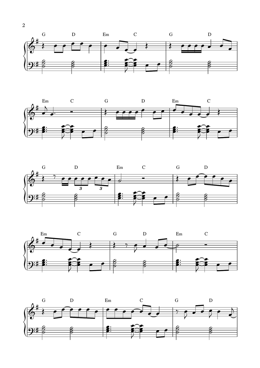 No Woman No Cry Easy Piano scores gallery preview page 2