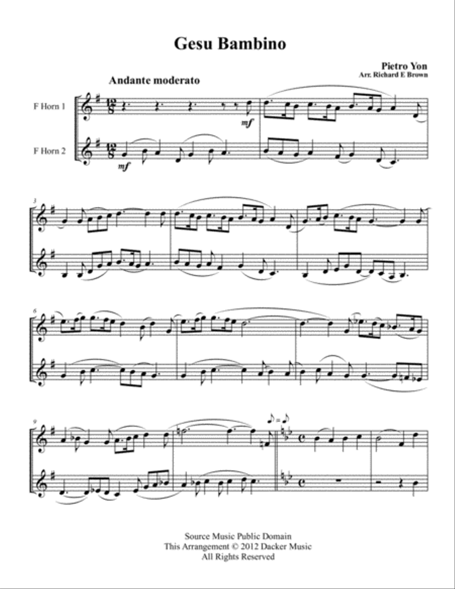 Gesu Bambino - Horn Duo Brass Duet scores gallery preview page 2