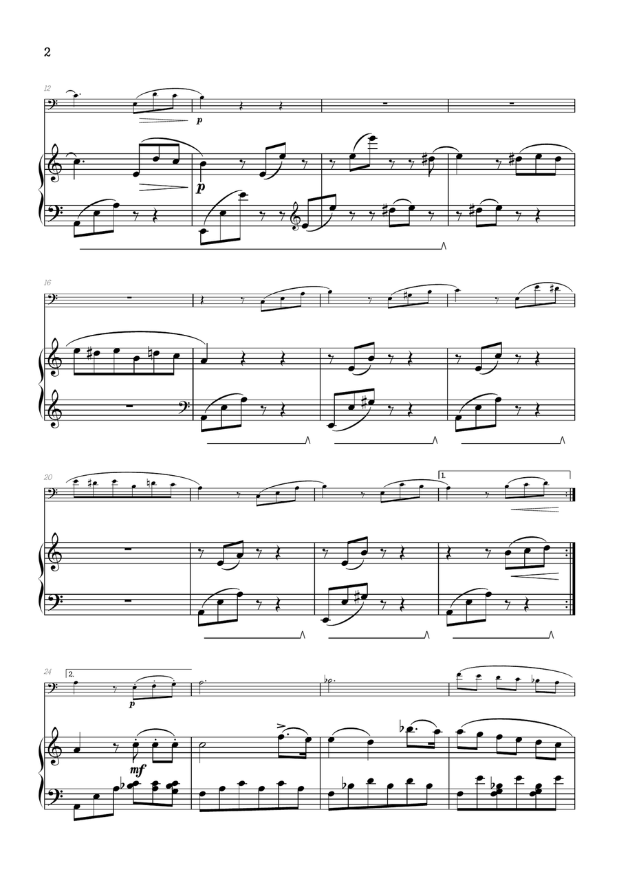 Beethoven • Für Elise / Pour Elise • bassoon & piano sheet music Bassoon Solo scores gallery preview page 2